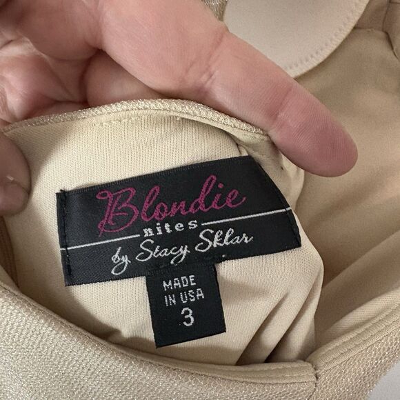 Blondie Nites Prom Formal Dress Nude Tulle Glitter Backless Mermaid Bodycon Sz 3 - Picture 6 of 12